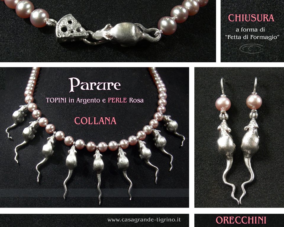 parure_perle_rosa_orecchini_collana_topolini_argento