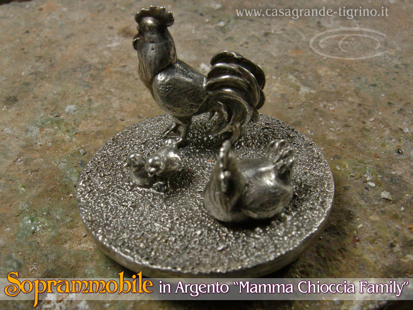 Marco_Casagrande_Orafo_soprammobile_argento_gallina_pulcini_gallo