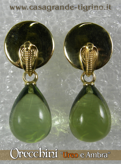 Marco_Casagrande_orecchini_ureo_egizio_ambra_verde